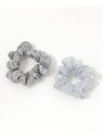二点セットシュシュ/455547 GLOBAL WORK グローバルワーク ヘアアクセサリー ヘアゴム ブラック ブルー グレー[Rakuten Fashion...