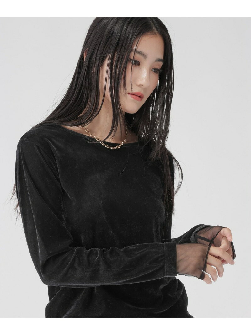 袖シアーベロア長袖T/一部店舗限定/1052816 GLOBAL WORK グローバルワーク トップス カットソー・Tシャツ ブルー ホワイト ブラック[Rakuten Fashion] globalwork-10024114 GLOBAL WORK/グローバルワーク サンプル画像2
