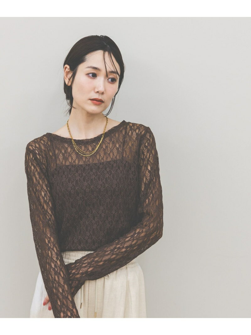 ストレッチ総レースプルオーバー長袖/580886 GLOBAL WORK グローバルワーク トップス カットソー・Tシャツ ブラック ブラウン ホワイト[Rakuten Fashion] globalwork-10021877 GLOBAL WORK/グローバルワーク サンプル画像3