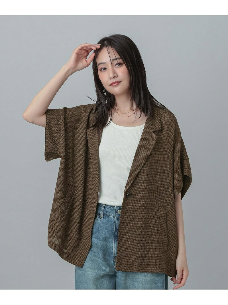 【SALE／40%OFF】MATINEE LINE/カラミリネンライク半袖ジャケット/670035 GLOBAL WORK グローバルワーク ジャケット・アウター テーラードジャケット・ブレザー ベージュ ブラック【RBA_E】【送料無料】[Rakuten Fashion] globalwork-10023590 GLOBAL WORK/グローバルワーク サンプル画像3