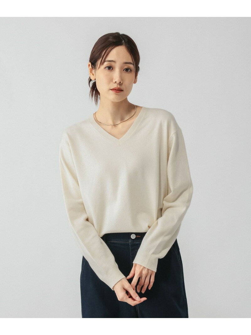 【玉井詩織さん着用】カシミヤタッチVネックプルオーバー/758522 GLOBAL WORK グローバルワーク トップス ニット ホワイト ピンク ネイビー イエロー【送料無料】[Rakuten Fashion] globalwork-10024380 GLOBAL WORK/グローバルワーク サンプル画像2
