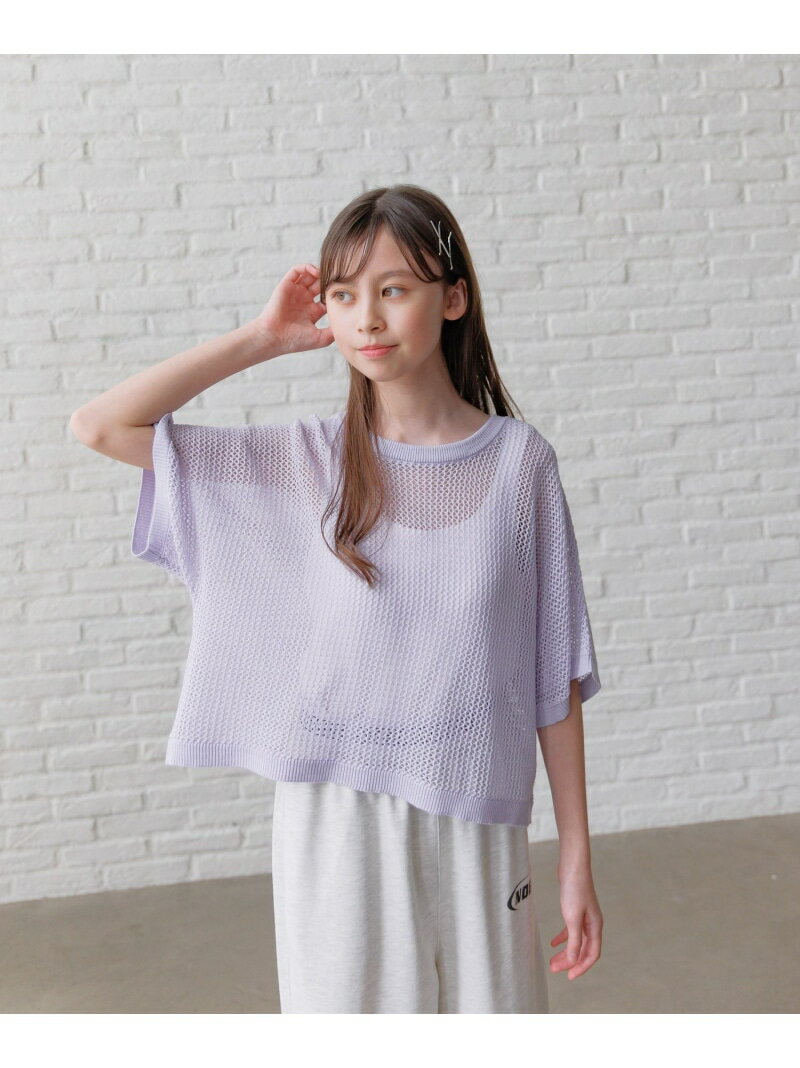 洗えるラメニットプルオーバー半袖/キッズ/329314 GLOBAL WORK グローバルワーク トップス ニット パープル ブルー[Rakuten Fashion]