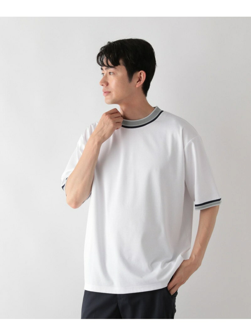 ニット切り替え/ポンチTシャツ/498714 GLOBAL WORK グローバルワーク トップス カットソー・Tシャツ ホワイト グレー ネイビー【送料無料】[Rakuten Fashion] globalwork-10021355 GLOBAL WORK/グローバルワーク サンプル画像2