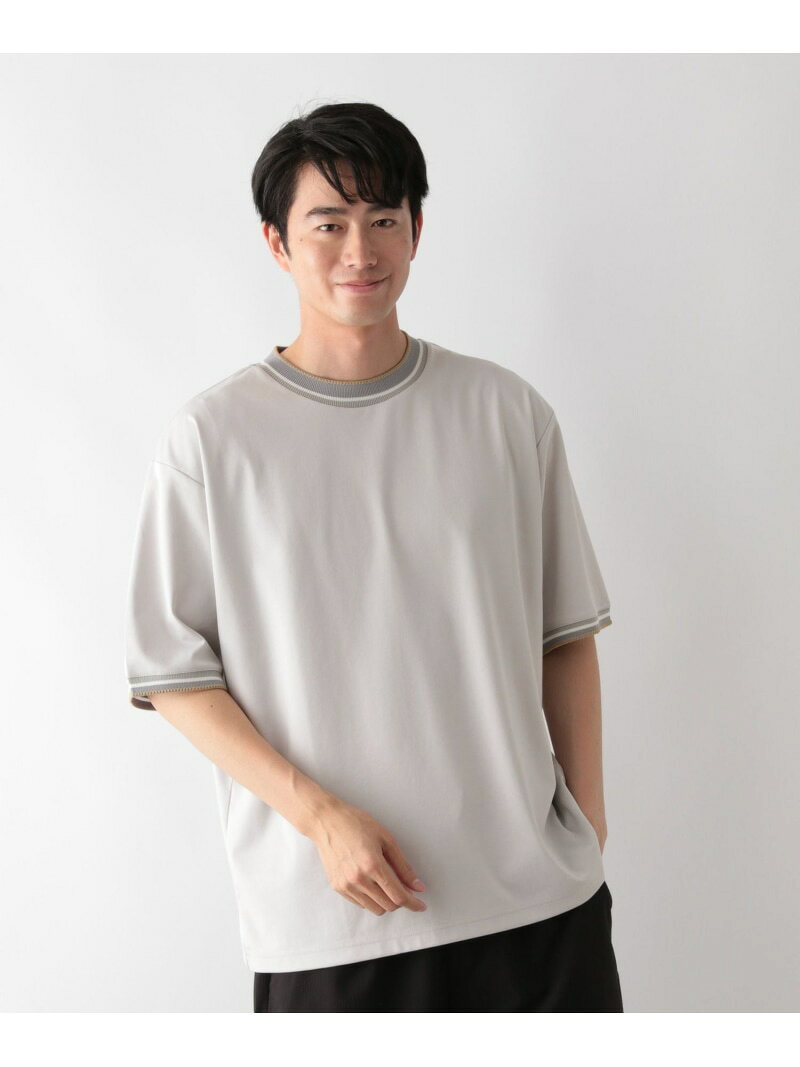 ニット切り替え/ポンチTシャツ/498714 GLOBAL WORK グローバルワーク トップス カットソー・Tシャツ ホワイト グレー ネイビー【送料無料】[Rakuten Fashion] globalwork-10021355 GLOBAL WORK/グローバルワーク サンプル画像3
