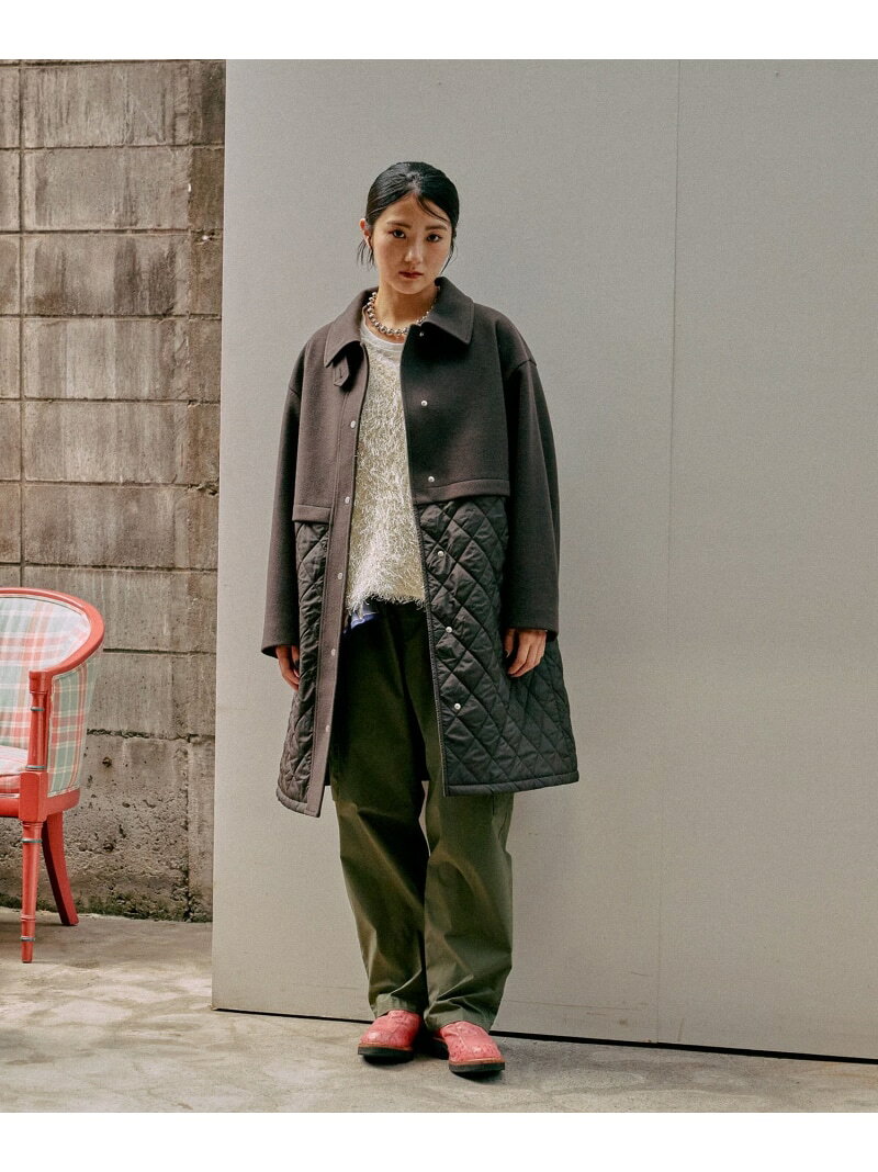 【SALE／24%OFF】ウールライク切り替えコート/499669 GLOBAL WORK グローバルワーク ジャケット・アウター ステンカラーコート ブラック ブラウン【RBA_E】【送料無料】[Rakuten Fashion] globalwork-10021485 GLOBAL WORK/グローバルワーク サンプル画像3