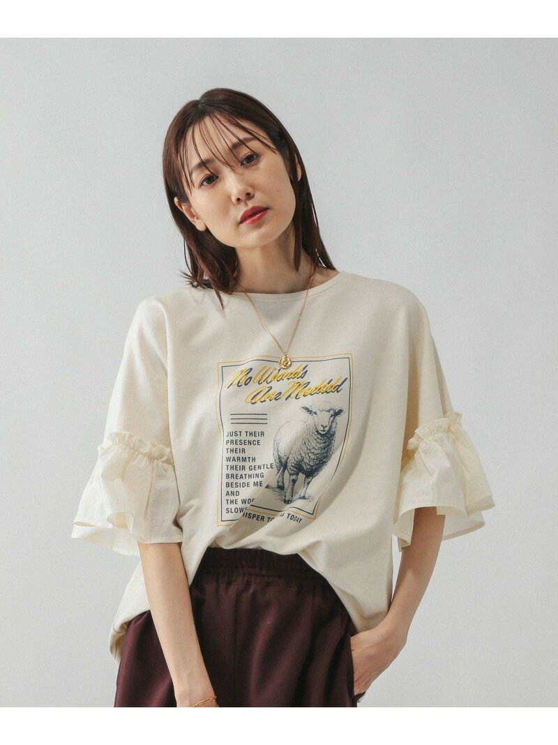 【SALE／50%OFF】リメイク風フリルプリント7分袖/589278 GLOBAL WORK グローバルワーク トップス カットソー・Tシャツ ホワイト ブラック グレー【RBA_E】[Rakuten Fashion] globalwork-10021583 GLOBAL WORK/グローバルワーク サンプル画像3