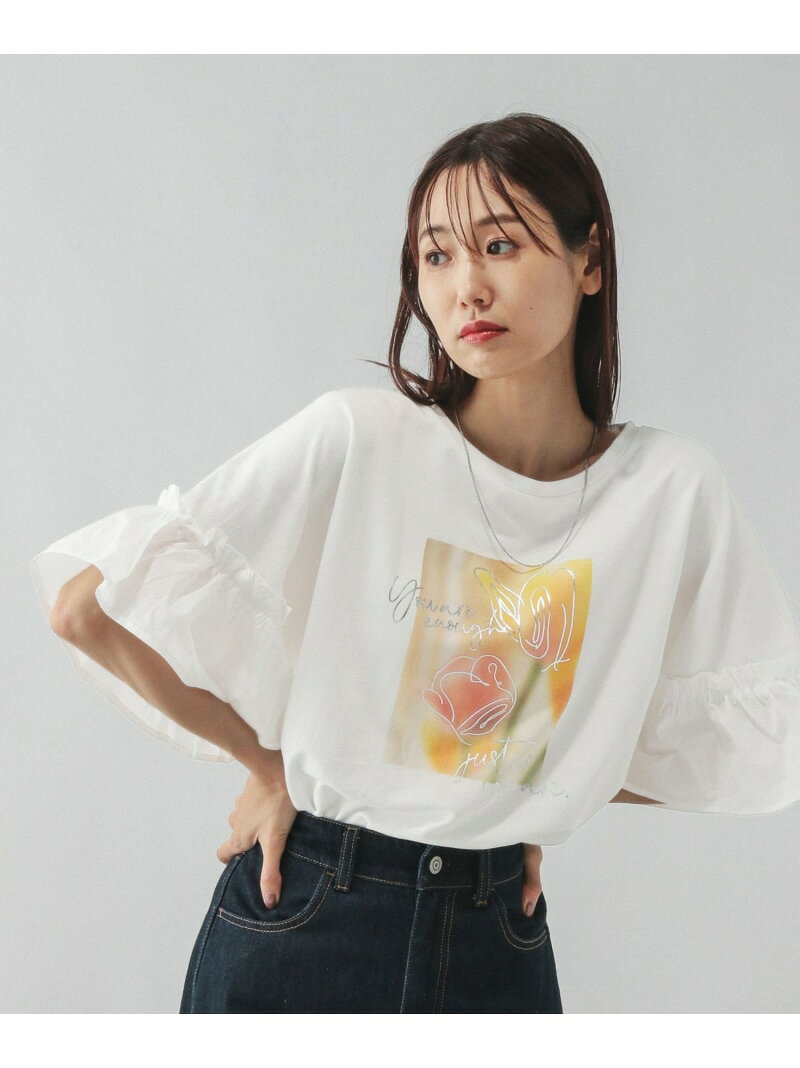 【SALE／50%OFF】リメイク風フリルプリント7分袖/589278 GLOBAL WORK グローバルワーク トップス カットソー・Tシャツ ホワイト ブラック グレー【RBA_E】[Rakuten Fashion] globalwork-10021583 GLOBAL WORK/グローバルワーク サンプル画像2