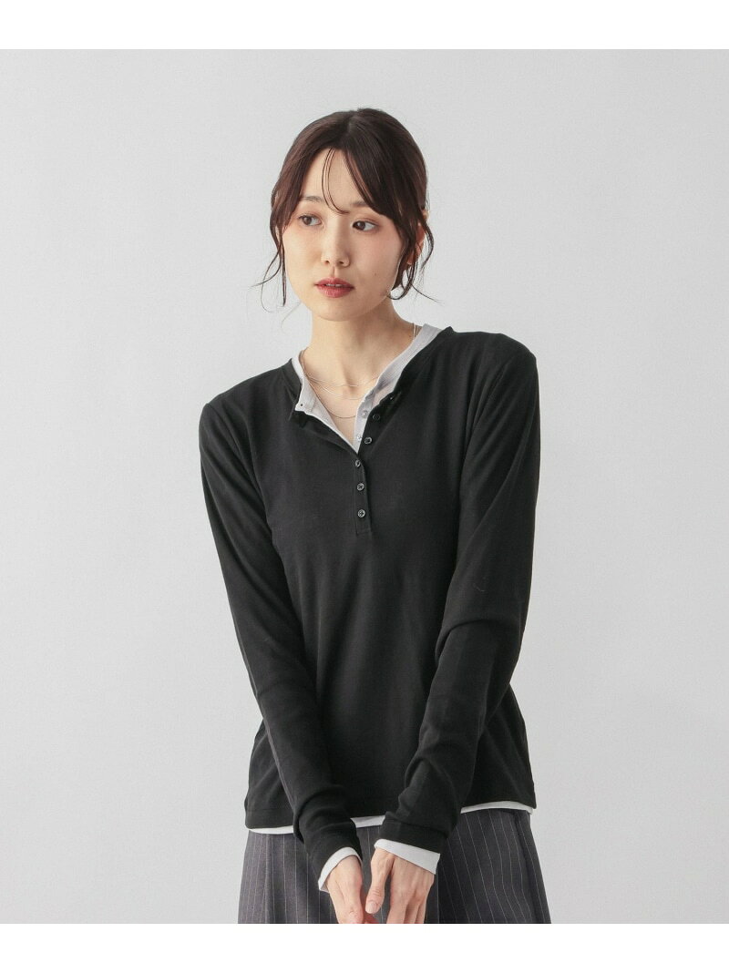 サラサラヘンリーネック長袖プルオーバー/1017895 GLOBAL WORK グローバルワーク トップス カットソー・Tシャツ ワインレッド ピンク ブラック ホワイト ブルー[Rakuten Fashion] globalwork-10023919 GLOBAL WORK/グローバルワーク サンプル画像3