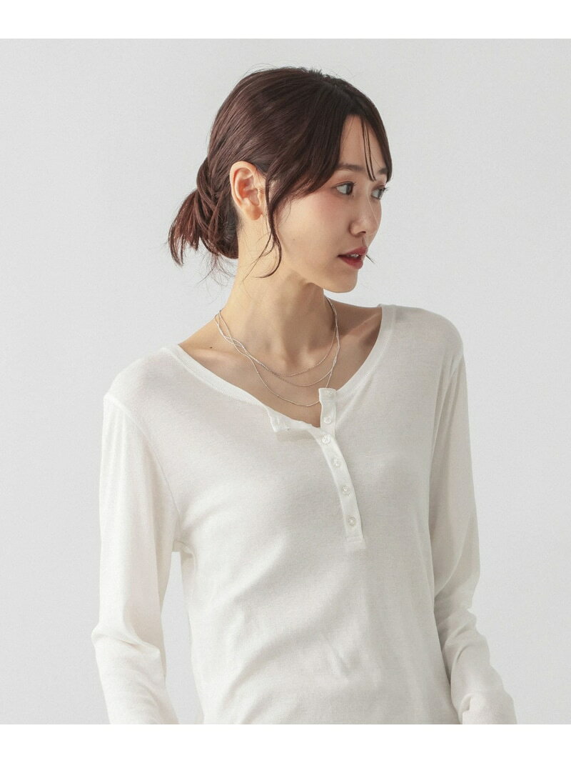 サラサラヘンリーネック長袖プルオーバー/1017895 GLOBAL WORK グローバルワーク トップス カットソー・Tシャツ ワインレッド ピンク ブラック ホワイト ブルー[Rakuten Fashion] globalwork-10023919 GLOBAL WORK/グローバルワーク サンプル画像2