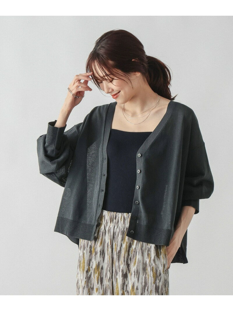 【SALE／40%OFF】リネン混シアーVネックカーディガン長袖/650269 GLOBAL WORK グローバルワーク トップス カーディガン グリーン ブラウン グレー ブラック【RBA_E】[Rakuten Fashion] globalwork-10023576 GLOBAL WORK/グローバルワーク サンプル画像2