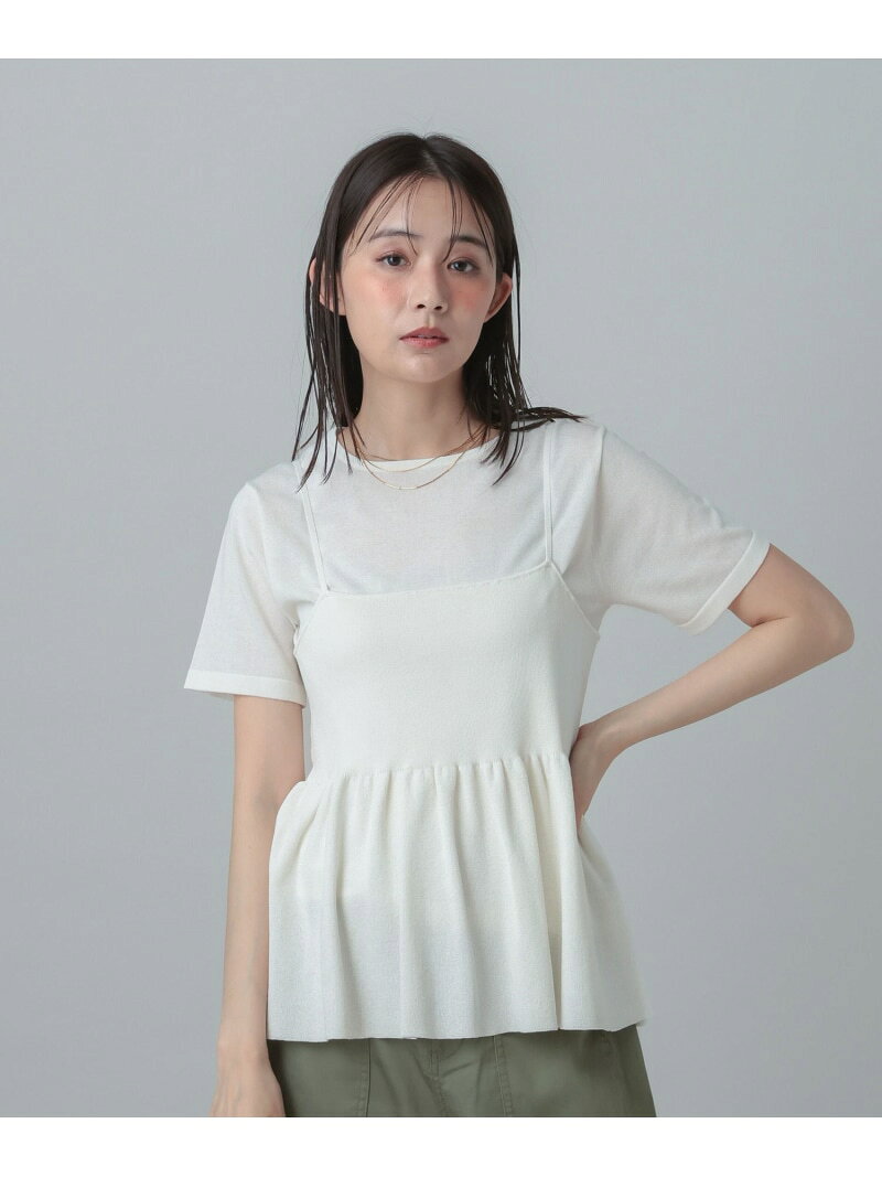 MATINEE LINE/サマーニットキャミTEEセット/667166 GLOBAL WORK グローバルワーク トップス カットソー・Tシャツ ネイビー グレー ベージュ【送料無料】[Rakuten Fashion] globalwork-10023626 GLOBAL WORK/グローバルワーク サンプル画像2