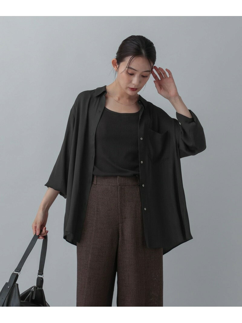 MATINEE LINE/トロミサテンシャツ長袖/873325 GLOBAL WORK グローバルワーク トップス シャツ・ブラウス ブラック グレー ワインレッド【送料無料】[Rakuten Fashion] globalwork-10023875 GLOBAL WORK/グローバルワーク サンプル画像2