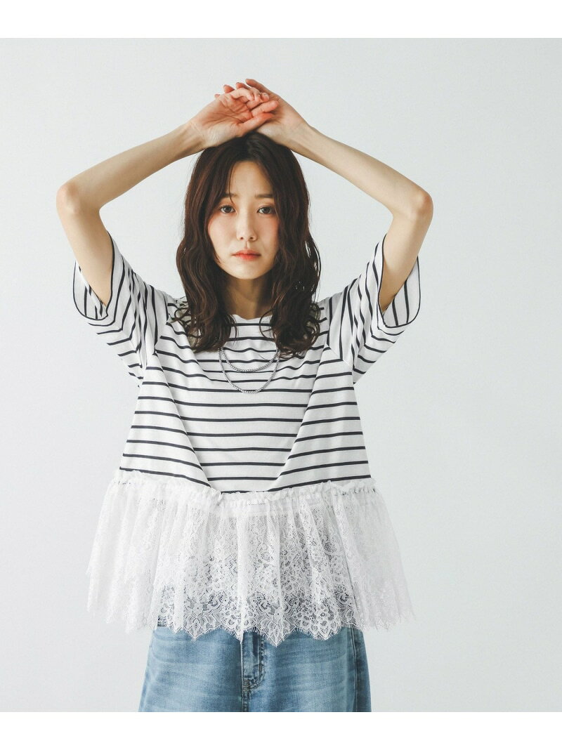 【SALE／36%OFF】ひんやり涼しい/フローズン裾フリル切り替えTシャツ/872700 GLOBAL WORK グローバルワーク トップス カットソー・Tシャツ ブラック カーキグリーン【RBA_E】[Rakuten Fashion] globalwork-10023674 GLOBAL WORK/グローバルワーク サンプル画像3