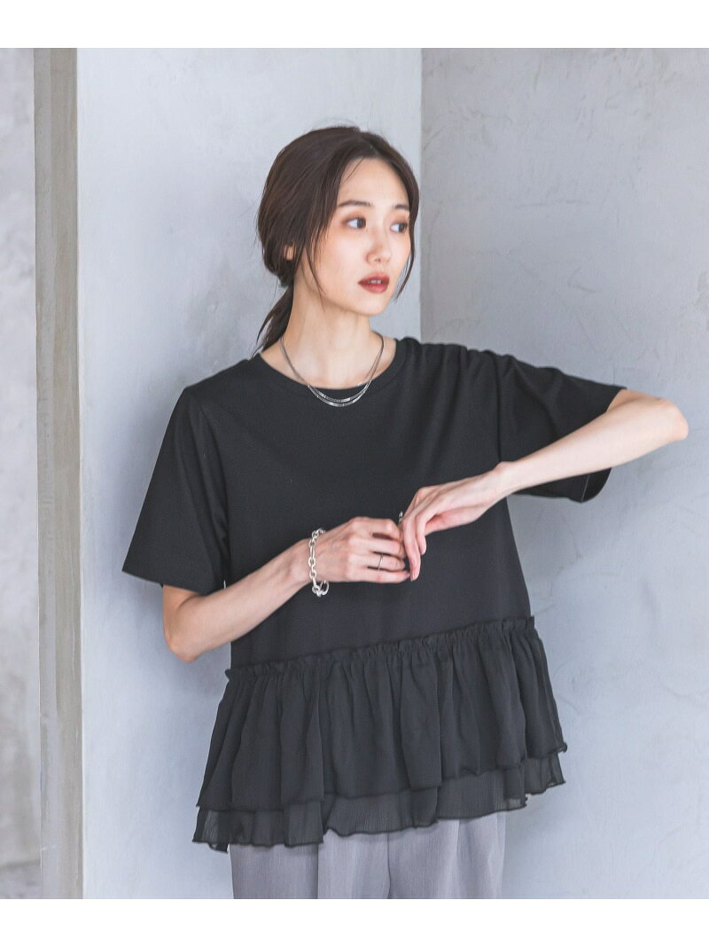 【SALE／36%OFF】ひんやり涼しい/フローズン裾フリル切り替えTシャツ/872700 GLOBAL WORK グローバルワーク トップス カットソー・Tシャツ ブラック カーキグリーン【RBA_E】[Rakuten Fashion] globalwork-10023674 GLOBAL WORK/グローバルワーク パッケージ画像