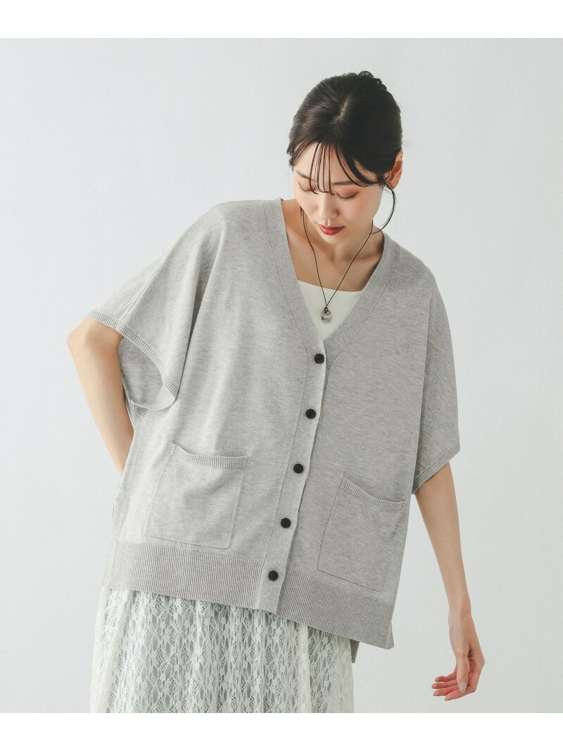 【SALE／64%OFF】リネン混ニットVネックカーディガン半袖/147722 GLOBAL WORK グローバルワーク トップス カーディガン ブラック グレー ホワイト ブラウン【RBA_E】[Rakuten Fashion] globalwork-10023396 GLOBAL WORK/グローバルワーク サンプル画像2
