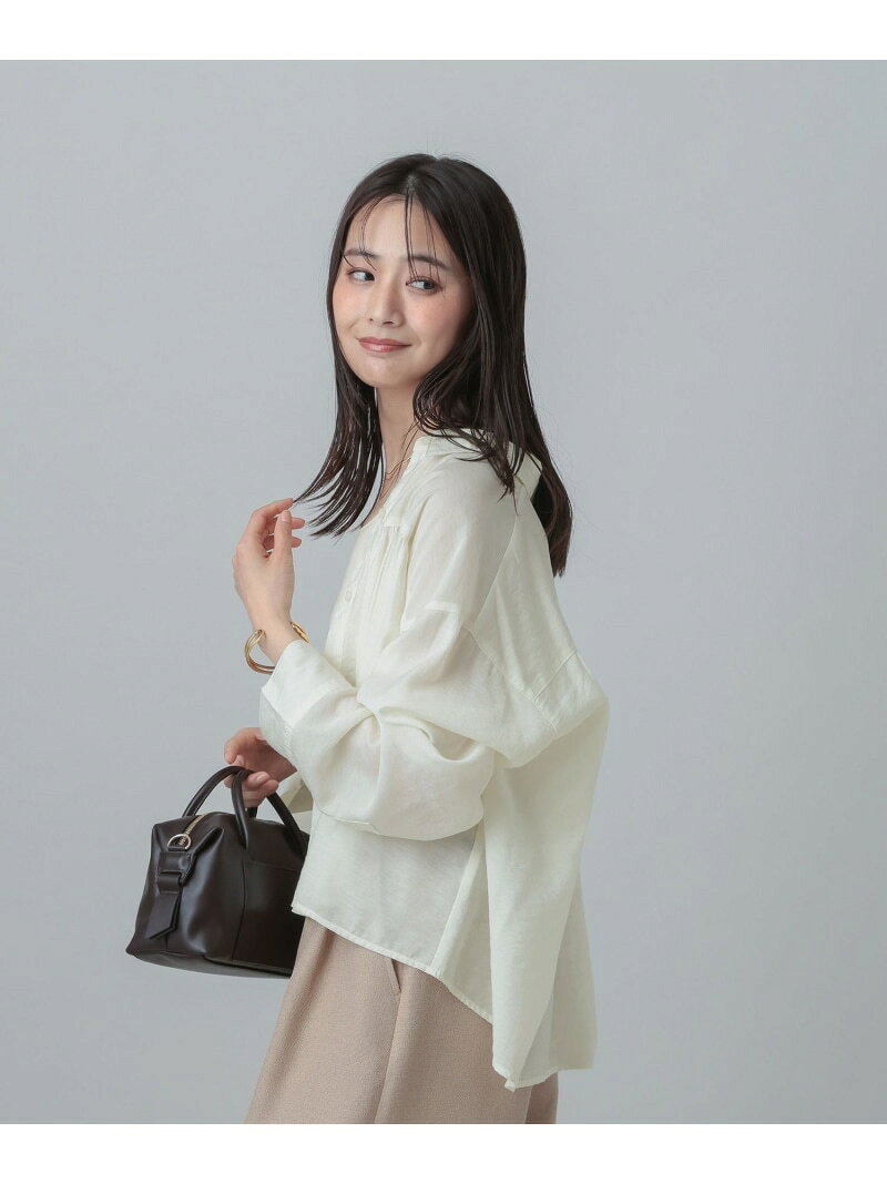 【SALE／52%OFF】MATINEE LINE/シアーギャザーシャツ長袖/678472 GLOBAL WORK グローバルワーク トップス シャツ・ブラウス ホワイト ピンク【RBA_E】[Rakuten Fashion] globalwork-10023592 GLOBAL WORK/グローバルワーク サンプル画像2