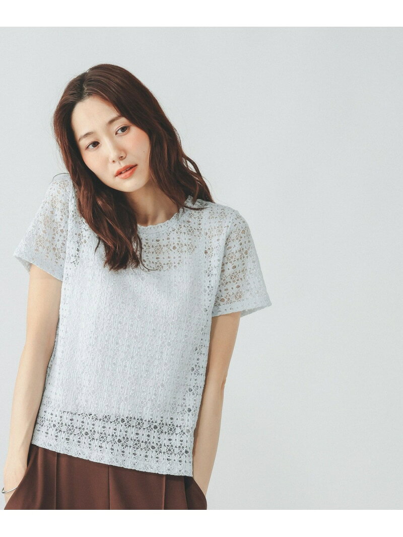 シャーリングレース半袖プルオーバー/901404 GLOBAL WORK グローバルワーク トップス カットソー・Tシャツ ブルー ブラック ホワイト[Rakuten Fashion] globalwork-10023797 GLOBAL WORK/グローバルワーク サンプル画像3