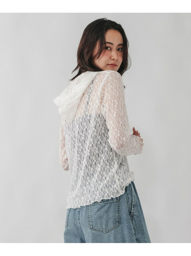 ストレッチ総レースフーディー/1054133 GLOBAL WORK グローバルワーク トップス カットソー・Tシャツ ホワイト ブラック[Rakuten Fashion] globalwork-10024057 GLOBAL WORK/グローバルワーク パッケージ画像