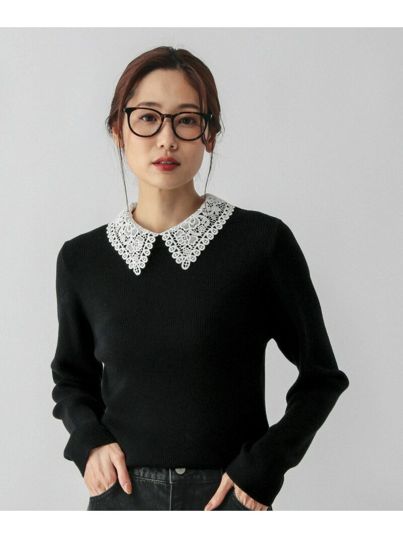 メルティレース襟2WAYプルオーバー/579672 GLOBAL WORK グローバルワーク トップス ニット ブラック グレー【送料無料】[Rakuten Fashion]のサムネイル