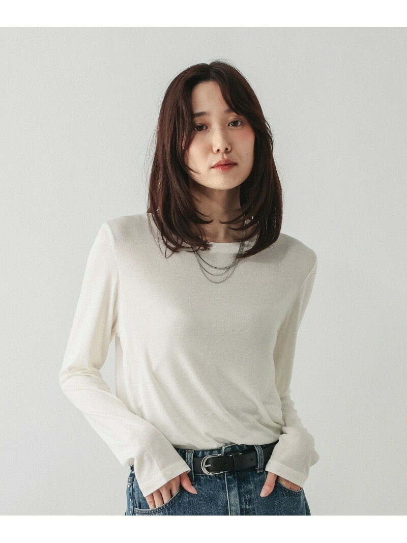 シルクブレンドクループルオーバー長袖/1051637 GLOBAL WORK グローバルワーク トップス カットソー・Tシャツ レッド パープル ホワイト ブラック グレー[Rakuten Fashion] globalwork-10024059 GLOBAL WORK/グローバルワーク サンプル画像2