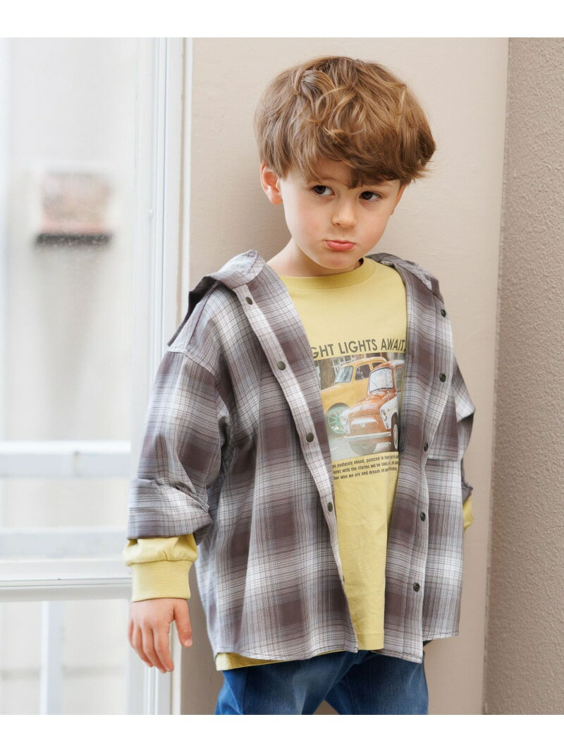 樂天商城 - 【SALE／40%OFF】イージケアフードシャツ長袖/100-120cm展開/643455 GLOBAL WORK グローバルワーク トップス シャツ・ブラウス ブルー ブラウン【RBA_E】[Rakuten Fashion]