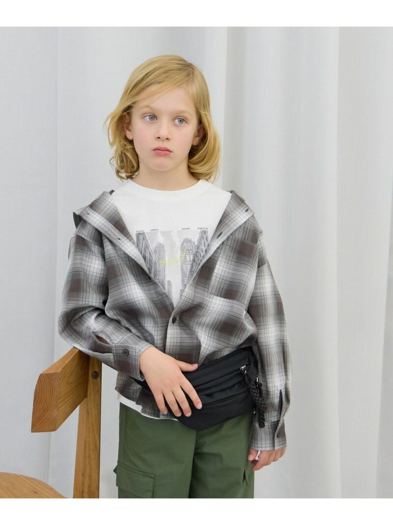 乐天商城 - 【SALE／40%OFF】イージーケアフードシャツ長袖/キッズ/637846 GLOBAL WORK グローバルワーク トップス シャツ・ブラウス ブルー ブラウン【RBA_E】[Rakuten Fashion]