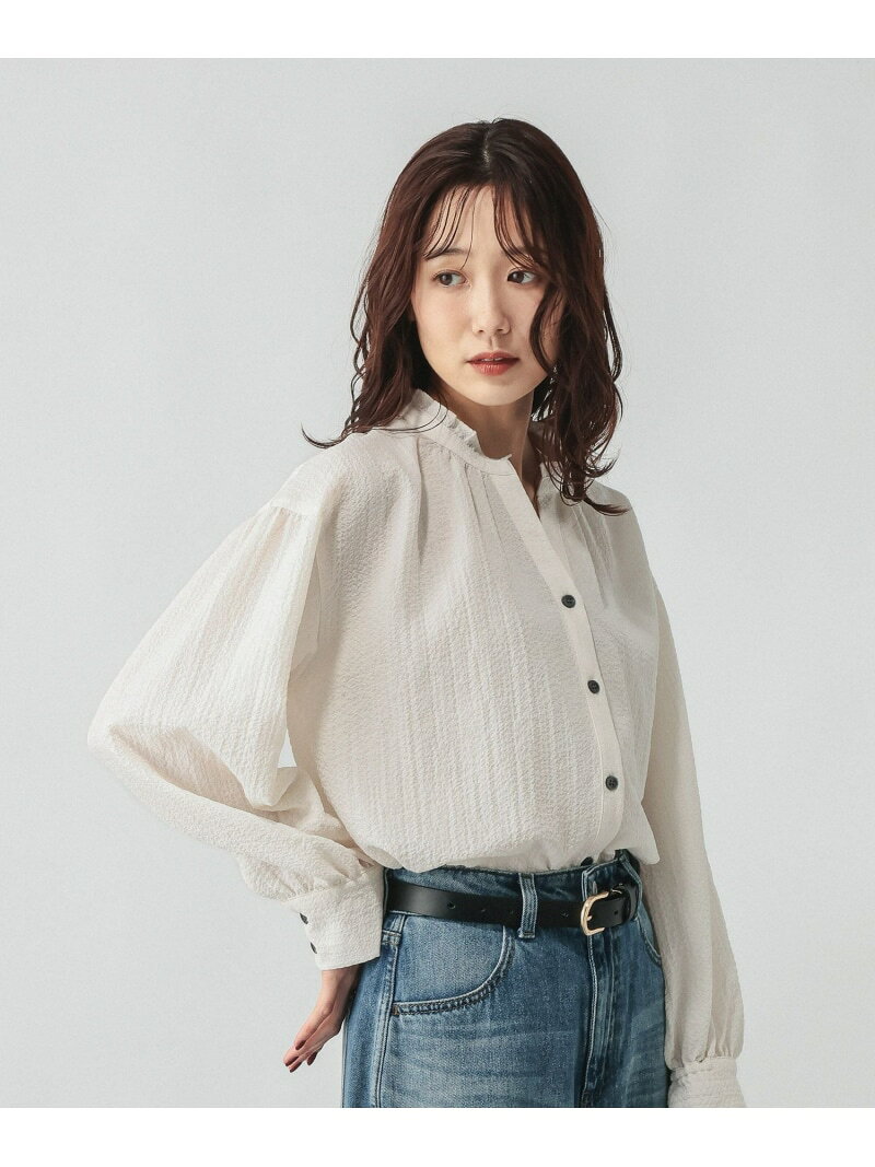 アスキー ASKYY スキッパー ブラウス 長袖 シャツ 綿100% 白 L 【公式