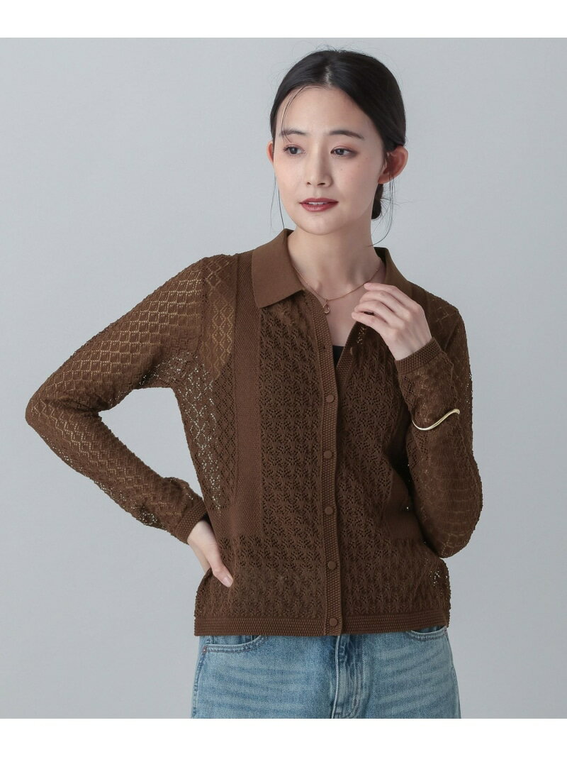 【SALE／50%OFF】MATINEE LINE/透かし編みポロ襟カーディガン/646677 GLOBAL WORK グローバルワーク トップス カーディガン ブラウン ブラック【RBA_E】[Rakuten Fashion] globalwork-10023198 GLOBAL WORK/グローバルワーク サンプル画像3