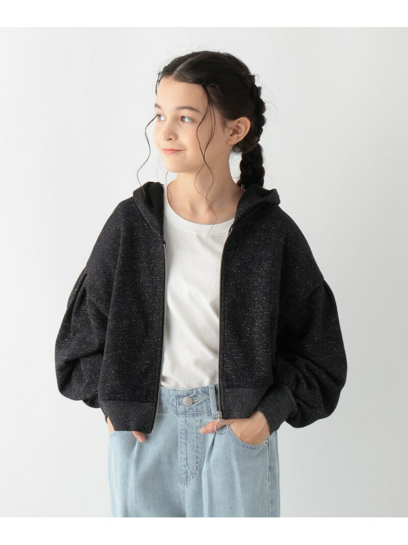 イージーDRYラメパーカー/キッズ/139197 GLOBAL WORK グローバルワーク トップス パーカー・フーディー ブラック グレー[Rakuten Fashion] 2