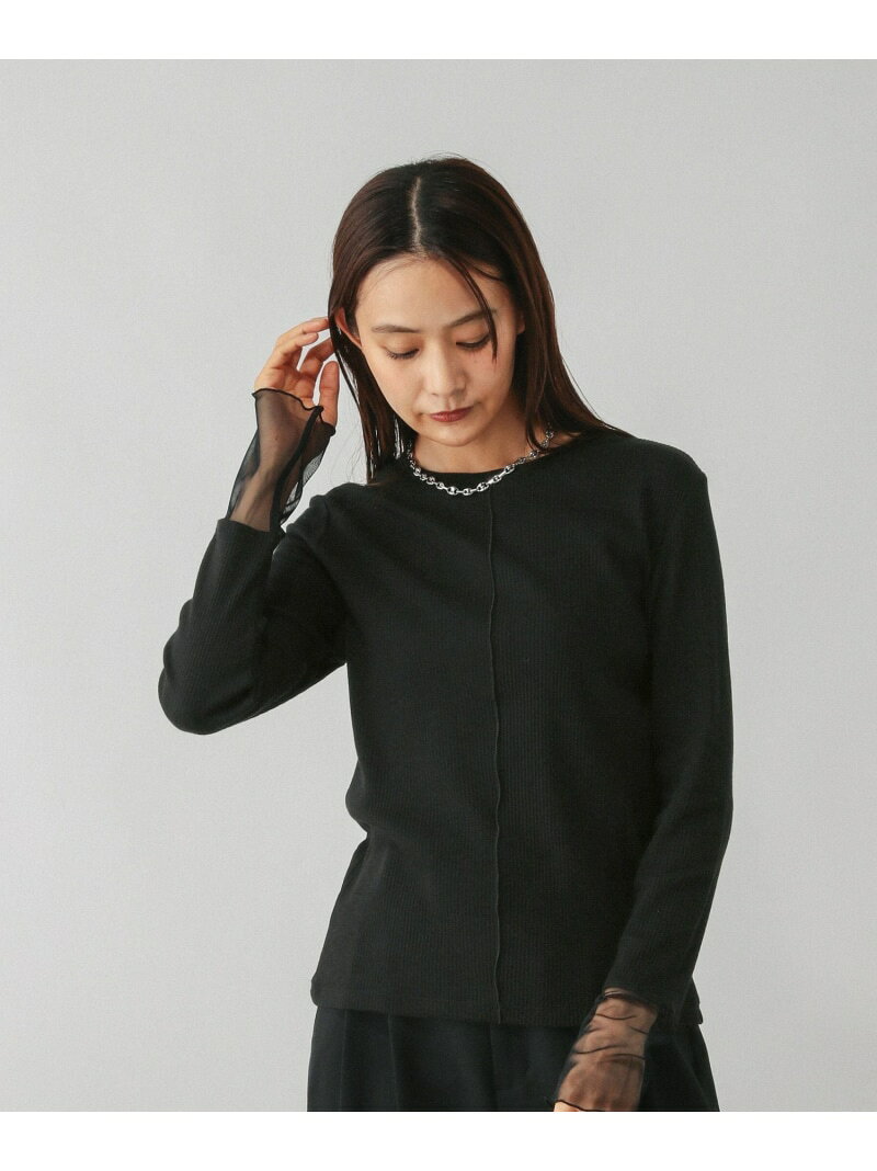 Beauteeシアー切り替え長袖/587687 GLOBAL WORK グローバルワーク トップス カットソー・Tシャツ ブラック ホワイト【先行予約】*[Rakuten Fashion] globalwork-10021934 GLOBAL WORK/グローバルワーク サンプル画像3