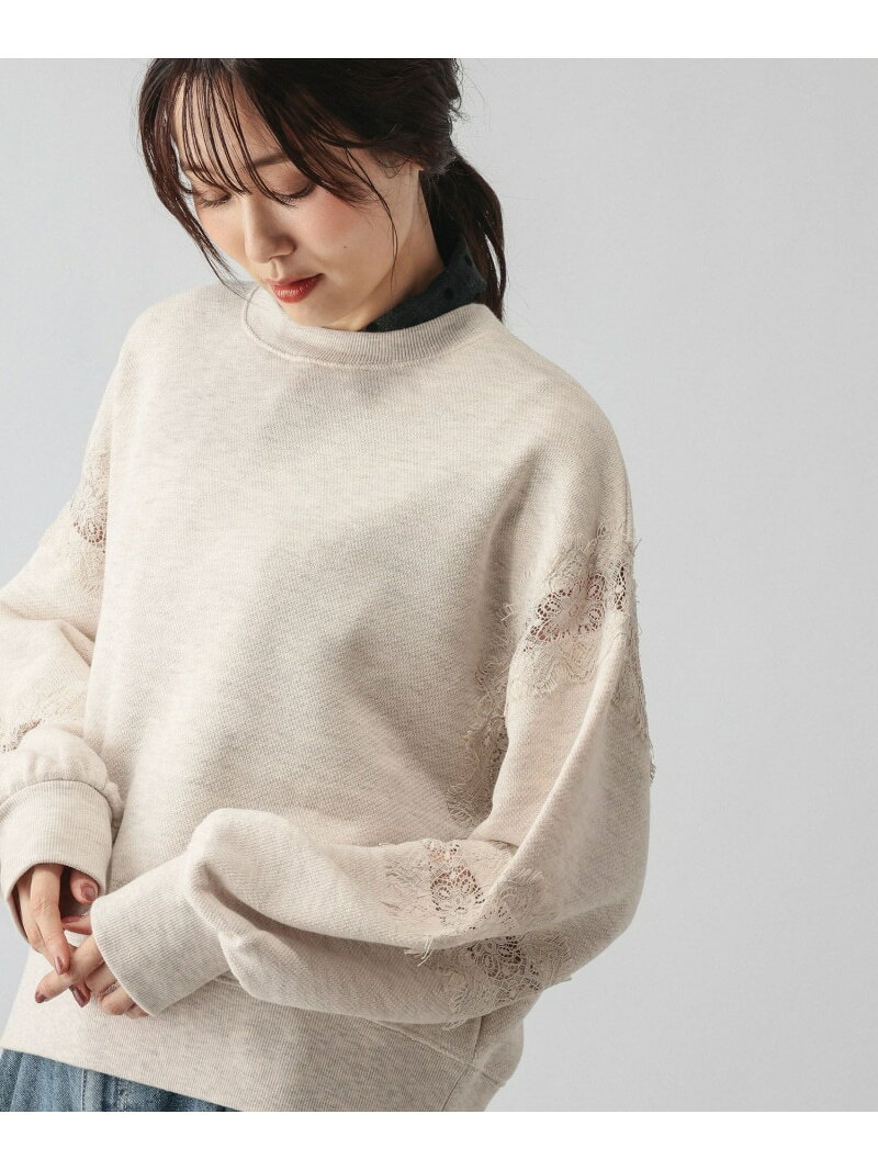 レースドッキングスウェット/1074436 GLOBAL WORK グローバルワーク トップス スウェット・トレーナー ブラウン グレー【送料無料】[Rakuten Fashion] globalwork-10024341 GLOBAL WORK/グローバルワーク サンプル画像2