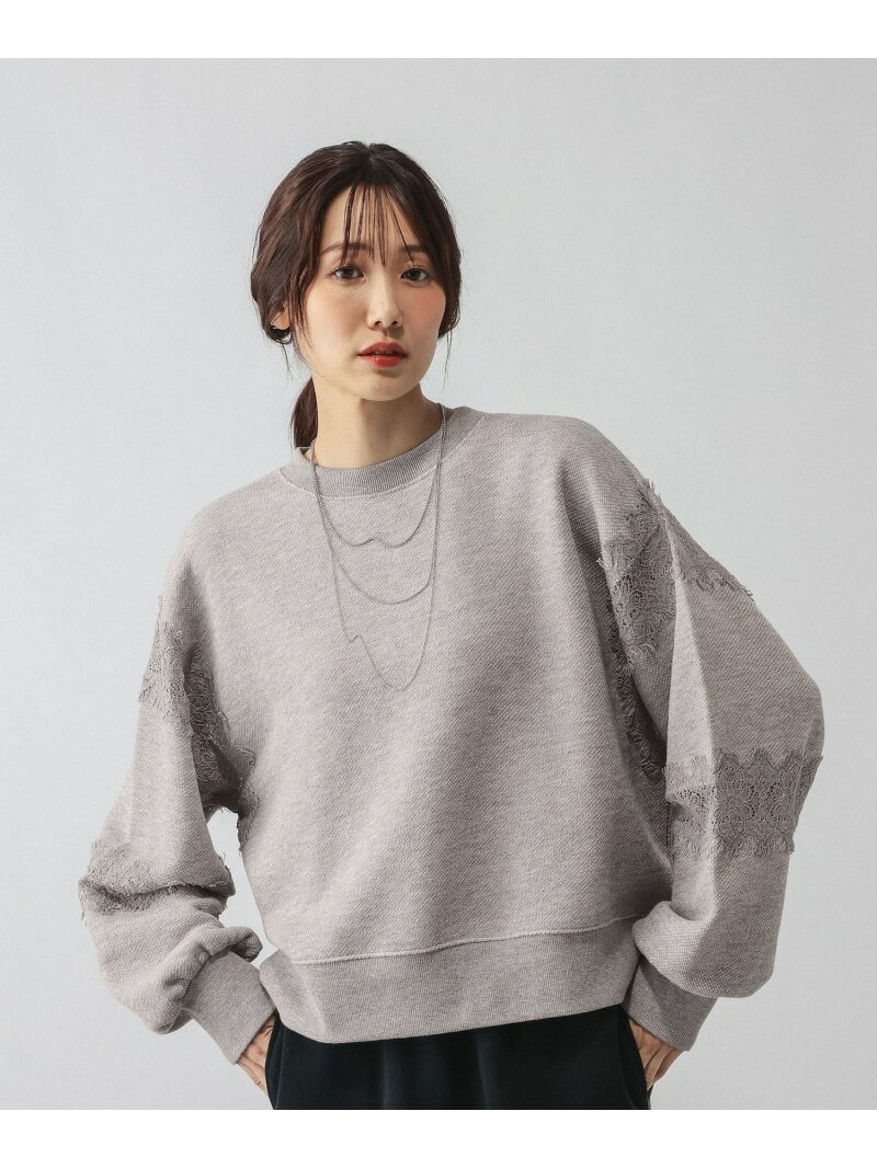 レースドッキングスウェット/1074436 GLOBAL WORK グローバルワーク トップス スウェット・トレーナー ブラウン グレー【送料無料】[Rakuten Fashion] globalwork-10024341 GLOBAL WORK/グローバルワーク パッケージ画像