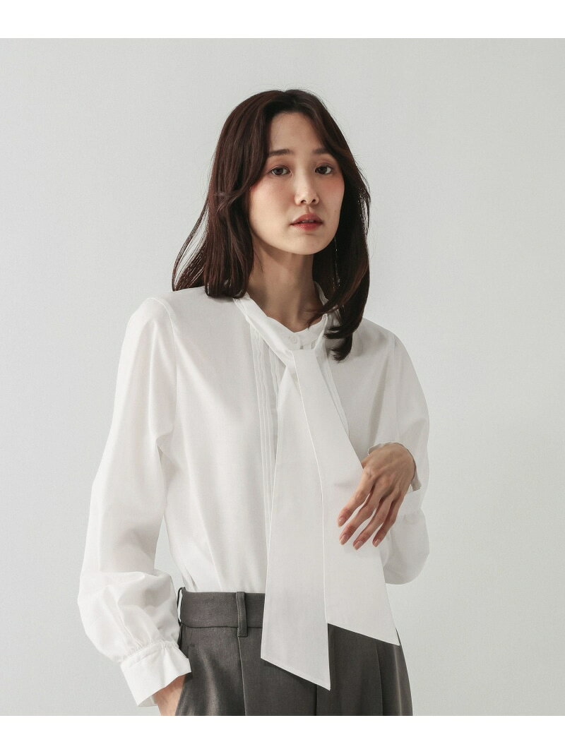 キレイつづくボウタイブラウス/一部店舗限定/1054094 GLOBAL WORK グローバルワーク トップス シャツ・ブラウス ブルー ホワイト【送料無料】[Rakuten Fashion] globalwork-10023989 GLOBAL WORK/グローバルワーク パッケージ画像