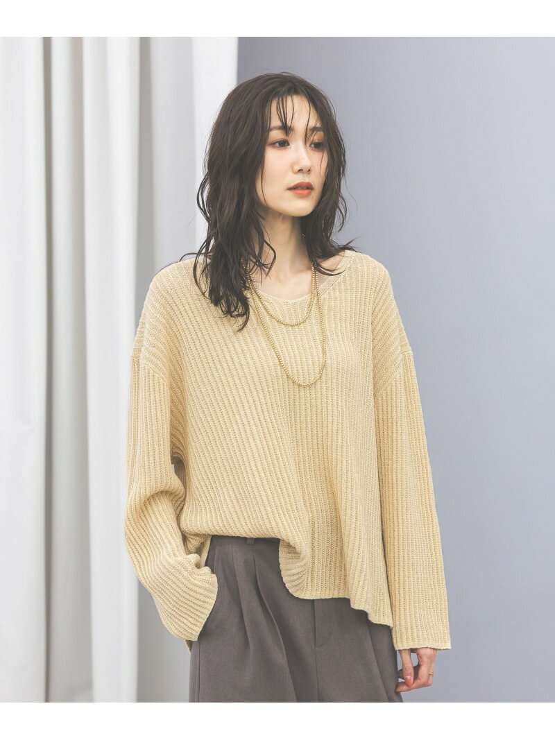 樂天商城 - ペーパーヤーンニットプルオーバー長袖/646687 GLOBAL WORK グローバルワーク トップス ニット ベージュ イエロー【先行予約】*【送料無料】[Rakuten Fashion]