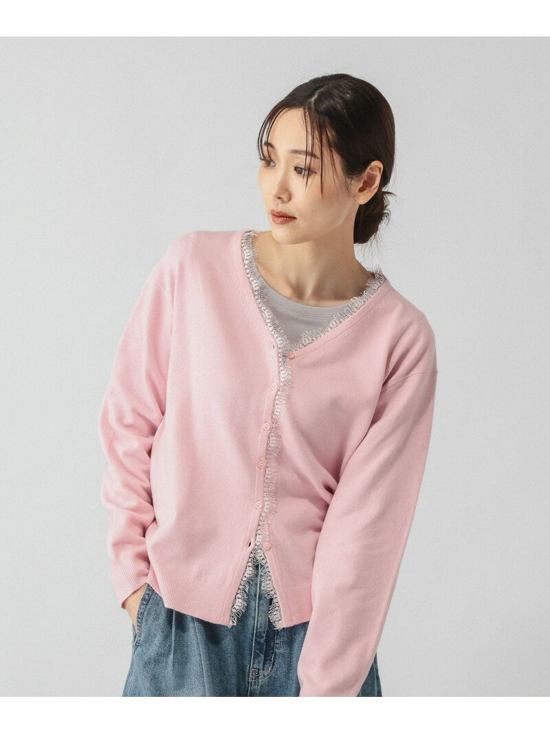 カシミヤタッチレースVカーディガン/1048996 GLOBAL WORK グローバルワーク トップス カーディガン ピンク ホワイト ネイビー【送料無料】[Rakuten Fashion] globalwork-10024370 GLOBAL WORK/グローバルワーク サンプル画像3