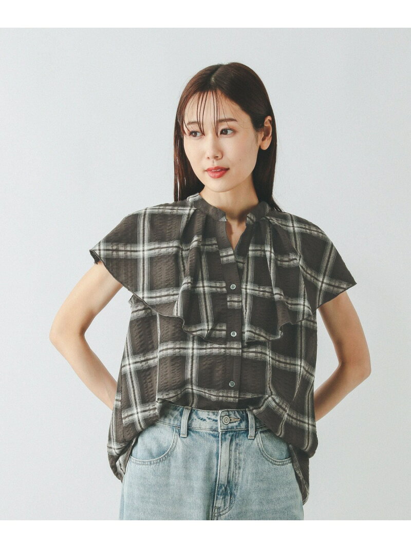 【SALE／50%OFF】チェックフリルブラウスノースリーブ/498365 GLOBAL WORK グローバルワーク トップス シャツ・ブラウス ブラック ブルー ブラウン【RBA_E】[Rakuten Fashion] globalwork-10021327 GLOBAL WORK/グローバルワーク サンプル画像3