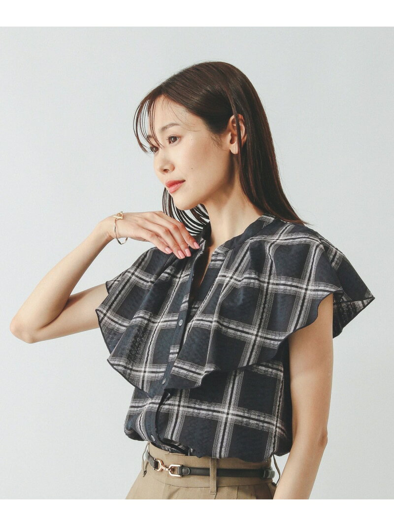 【SALE／50%OFF】チェックフリルブラウスノースリーブ/498365 GLOBAL WORK グローバルワーク トップス シャツ・ブラウス ブラック ブルー ブラウン【RBA_E】[Rakuten Fashion] globalwork-10021327 GLOBAL WORK/グローバルワーク サンプル画像2
