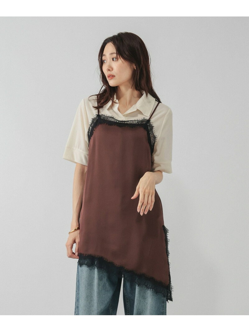 サテンレースアシメキャミ/1051182 GLOBAL WORK グローバルワーク トップス その他のトップス ネイビー ブラック【送料無料】[Rakuten Fashion] globalwork-10024102 GLOBAL WORK/グローバルワーク サンプル画像2