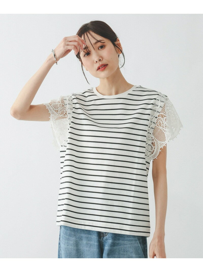 【SALE／20%OFF】ひんやり涼しい/フローズン袖レースプルオーバー半袖/665876 GLOBAL WORK グローバルワーク トップス カットソー・Tシャツ ホワイト ブラック【RBA_E】[Rakuten Fashion] globalwork-10023394 GLOBAL WORK/グローバルワーク サンプル画像3