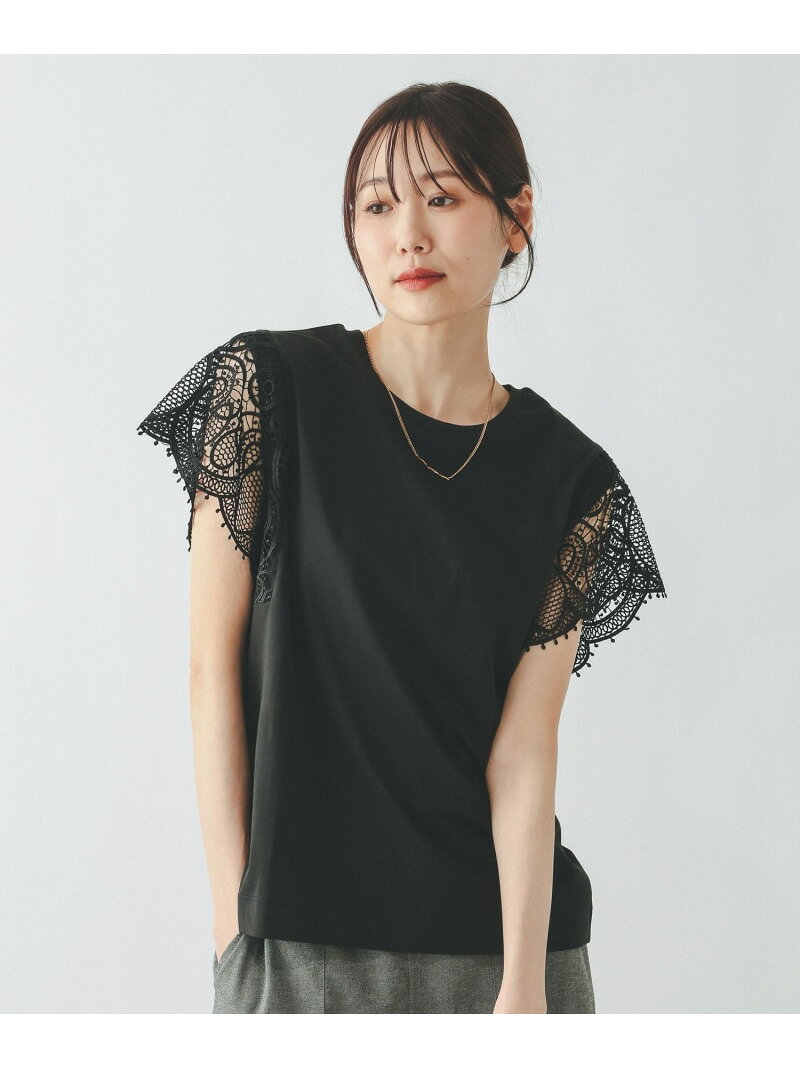 【SALE／20%OFF】ひんやり涼しい/フローズン袖レースプルオーバー半袖/665876 GLOBAL WORK グローバルワーク トップス カットソー・Tシャツ ホワイト ブラック【RBA_E】[Rakuten Fashion] globalwork-10023394 GLOBAL WORK/グローバルワーク サンプル画像2