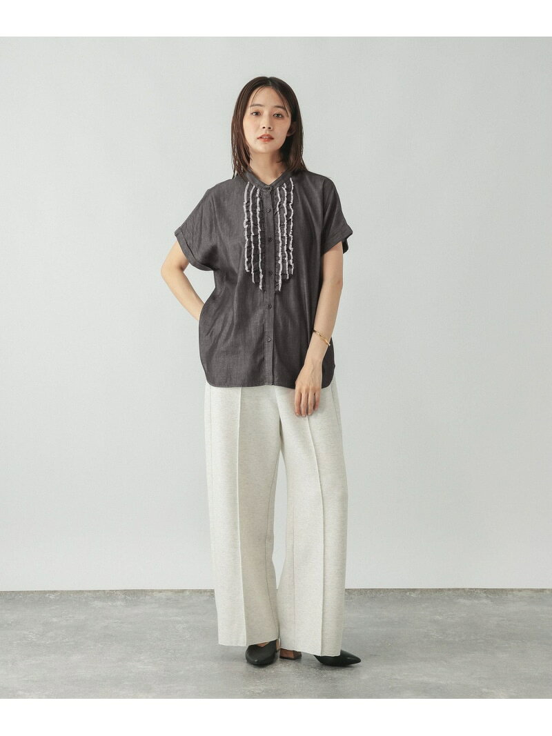 【SALE／55%OFF】ライトデニムフリルブラウス半袖/842313 GLOBAL WORK グローバルワーク トップス シャツ・ブラウス ブルー ブラック【RBA_E】[Rakuten Fashion] globalwork-10023962 GLOBAL WORK/グローバルワーク サンプル画像3