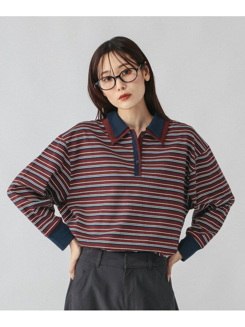 【玉井詩織さん着用】ダブル襟マルチボーダーポロ/1042903 GLOBAL WORK グローバルワーク トップス カットソー・Tシャツ ネイビー ブルー ピンク【先行予約】*【送料無料】[Rakuten Fashion] globalwork-10024187 GLOBAL WORK/グローバルワーク パッケージ画像
