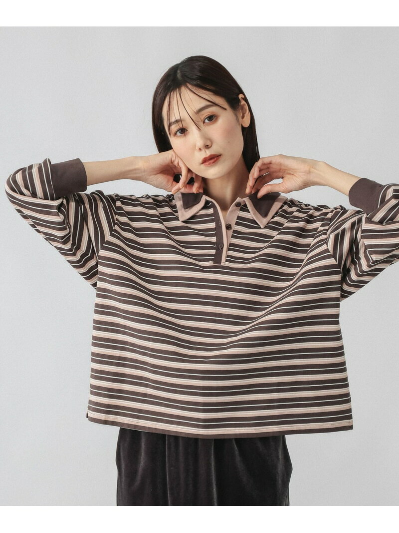 【玉井詩織さん着用】ダブル襟マルチボーダーポロ/1042903 GLOBAL WORK グローバルワーク トップス カットソー・Tシャツ ネイビー ブルー ピンク【先行予約】*【送料無料】[Rakuten Fashion] globalwork-10024187 GLOBAL WORK/グローバルワーク サンプル画像2