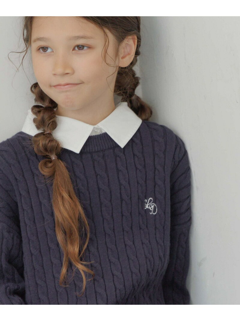 【SALE／20%OFF】メルティ襟付きケーブルプルオーバー/キッズ/593433 GLOBAL WORK グローバルワーク トップス ニット ネイビー ブルー【RBA_E】[Rakuten Fashion]のサムネイル