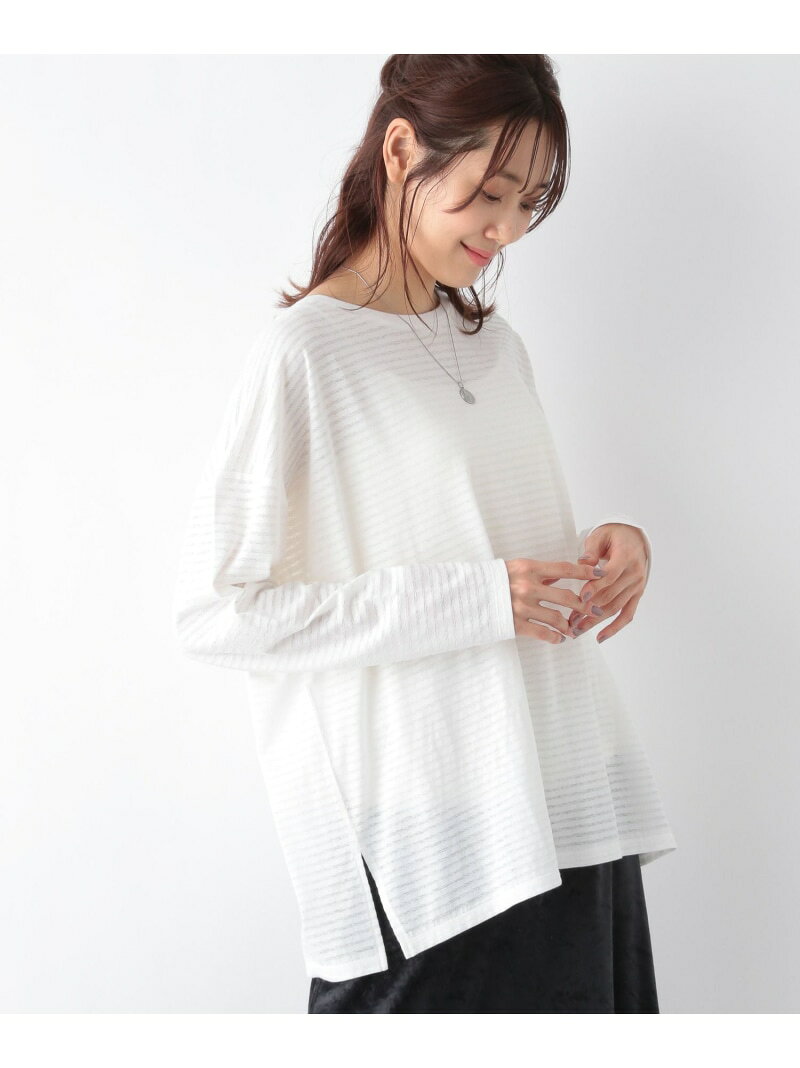 【SALE／40%OFF】(W)シアーボーダーTLS GLOBAL WORK グローバルワーク トップス カットソー・Tシャツ ホワイト ブラック ベージュ【RBA_E】[Rakuten Fashion]