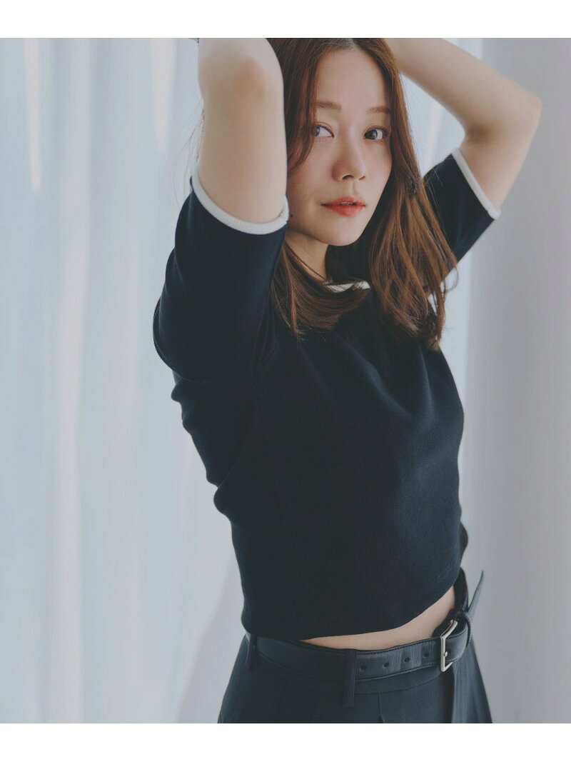 高山直子さんコラボ/パイピングリブTEE/EiiS/289635/アウトレット価格 GLOBAL WORK グローバルワーク トップス カットソー・Tシャツ レッド グリーン ブラック[Rakuten Fashion] globalwork-10023405 GLOBAL WORK/グローバルワーク サンプル画像2