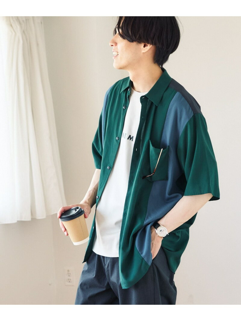 【SALE／33%OFF】サラサマ快適シャツ/切り替え/半袖/286399 GLOBAL WORK グローバルワーク トップス シャツ・ブラウス グレー ブラック グリーン ネイビー【RBA_E】[Rakuten Fashion]のサムネイル