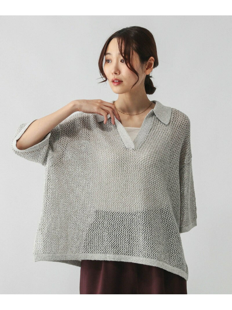 【SALE／50%OFF】メッシュラメポロニット半袖/587686 GLOBAL WORK グローバルワーク トップス ニット ブラック【RBA_E】[Rakuten Fashion] globalwork-10021543 GLOBAL WORK/グローバルワーク サンプル画像2