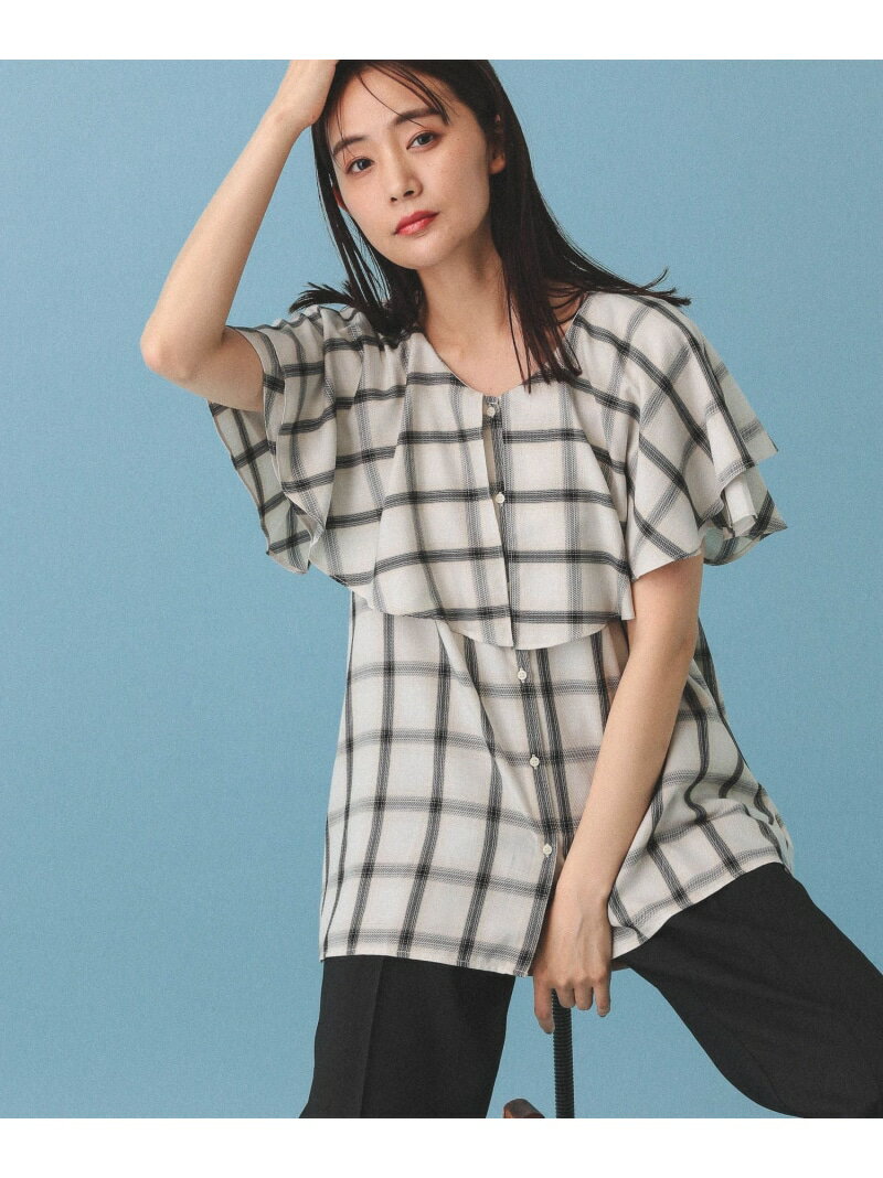 樂天商城 - 【SALE／30%OFF】MATINEE LINE/チェックフリルスリーブシャツ/495657 GLOBAL WORK グローバルワーク トップス シャツ・ブラウス ブラック ブラウン ホワイト【RBA_E】[Rakuten Fashion]