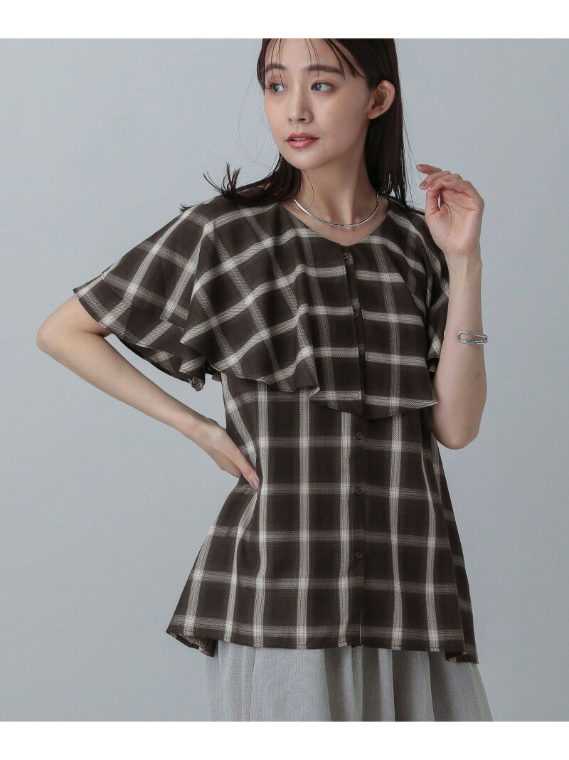 【SALE／64%OFF】MATINEE LINE/チェックフリルスリーブシャツ/495657 GLOBAL WORK グローバルワーク トップス シャツ・ブラウス ブラック ブラウン ホワイト【RBA_E】[Rakuten Fashion] globalwork-10021244 GLOBAL WORK/グローバルワーク サンプル画像3